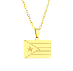 Qiuhan ODM/OEM <span class=keywords><strong>coeur</strong></span> d'<span class=keywords><strong>amour</strong></span> à la mode <span class=keywords><strong>et</strong></span> collier à breloques en forme de drapeau de PuertoRico accessoires en acier inoxydable pour Couple - Product Image 5