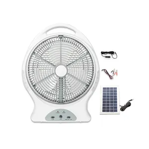 NINGBO CHANGRONG 12 inch AC/DC rechargeable table fan four leds on each side serve as small night lights