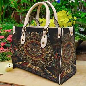Sac à main en cuir PU avec pierre du soleil aztèque du Mexique pour femmes Dropship POD Luxury Lady Tote Bag - Product Image 2