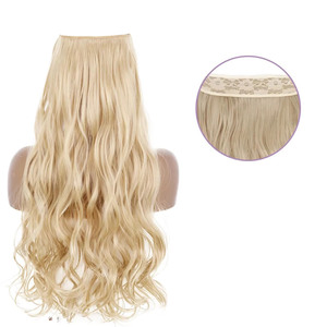 Parrucca Mezza Testa a U Ondulata Biondo Platino Stile Europeo, Capelli Sintetici Ricci Naturali <span class=keywords><strong>e</strong></span> Voluminosi, Trama Invisibile con Clip per Donna - Product Image 1