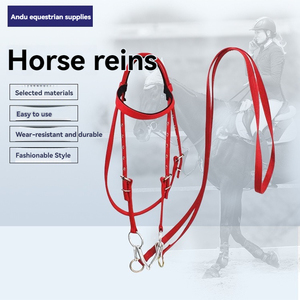 ホースケージロープライディングウォーターレインズハーネス用サイズヘッドギアアクセサリー付きGirth Equestrian Lead Rope and Water <span class=keywords><strong>Reins</strong></span> - Product Image 3