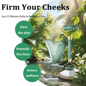 Professionele lichaamsmassage huidverzorging anti-veroudering verstevigende gezichtslift lymfedrainage natuurlijke <span class=keywords><strong>jade</strong></span> roller gua sha set OEM - Product Image 1