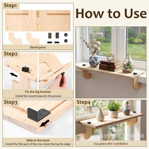 Wooden Window Sill <b>Bracket</b> 80cm Floating Shelf For Plants And Storage Outdoor Indoor Use - Product Image 4