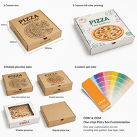 Boîtes à pizza rigides en papier kraft écologiques et recyclables avec logo personnalisé, cartons de livraison de nourriture en carton ondulé de qualité alimentaire, impression quadricolore