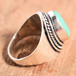 925พลอยพลอยเพชรทรงรีสีเงินแหวนแต่งงานควาคาลซิโดนีสีทึบสำหรับงานเลี้ยงครบรอบขายส่ง - Product Image 5