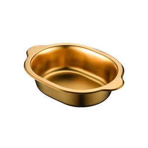 Korean Style Stainless Steel Oval Bowl Gold Dishwasher Safe For Home Use - Product Image 4
