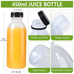 Botella de Plástico PET Redonda de 16 oz/12 oz, Transparente, Libre de BPA, Personalizable, para Llenado de Jugos y Bebidas - Product Image 3