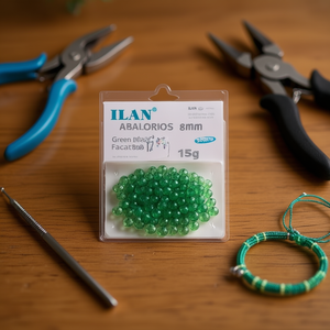 Ilan Abalorios Perline sfaccettate verdi da 8 mm 15 g per la creazione di gioielli - Product Image 3