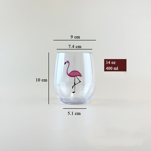 Rosa fenicottero a forma di stelo vino bicchieri 14oz riutilizzabili infrangibile acrilico di vetro per vino a bordo piscina all'aperto feste - Product Image 5