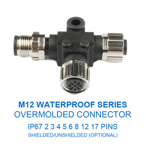 M12 T-Type Adapter kết nối 1 nam 2 nữ splitter 4-pin IP67 đánh giá hàng không vũ trụ 6P Brass nhà ở thiết bị cảm biến chính xác - Product Image 3