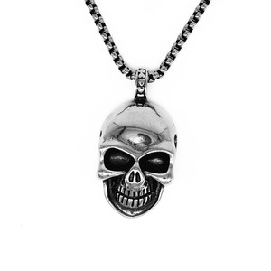 Yunnique Collar con colgante de calavera de acero inoxidable 316, joyería de moda unisex, diseño geométrico - Product Image 1