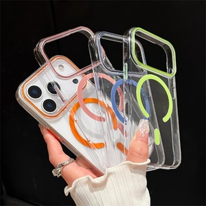 Hot Sale <b>PC</b> Clear Slim Phone Case for iPhone 17 Pro Max <b>Wireless</b> Charging Fresh Color Magnetic Transparent Anti-Yellow Cover - Product Image 1