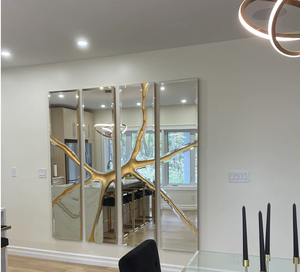 Gương Trang Trí Phòng Khách Chất Lượng Cao Mới Nhất Gương Treo Tường 4 Chiếc Sang Trọng Thiết Kế Độc Đáo Màu Vàng Kim Cho Gia Đình Khách Sạn - Product Image 2