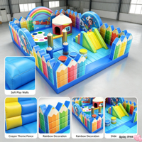 Parque de juegos inflable arcoíris para interiores, valla inflable suave para niños pequeños, ideal para centros de aprendizaje temprano, guarderías y alquiler para fiestas.