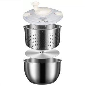 Grand essoreur à salade en plastique écologique, ensemble d'essoreurs à légumes et fruits avec couvercle autobloquant, compatible lave-vaisselle - Product Image 1