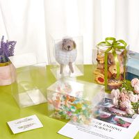 Boîte pliante transparente en PET, écologique, recyclable, en plastique, avec gaufrage personnalisable, pour artisanat, cupcakes, autocollants