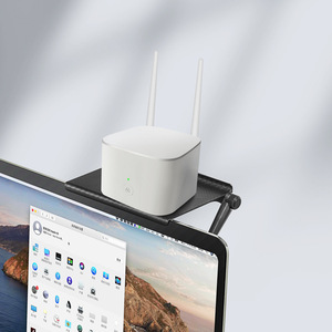 Computer Monitor Holder <b>Router</b> Organizer Black And White Desktop Storage No Drilling Required - Product Image 1