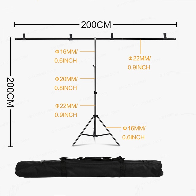 New T Shaped Tripod Stand Background Backdrop Photography Adjustable Support T Background Plate Bracket and PVC Background Board