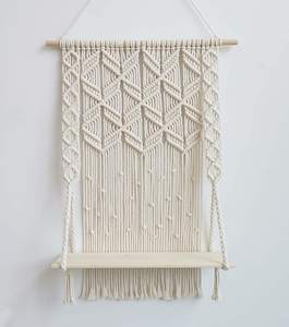 Boho Home Décoration murale fait <span class=keywords><strong>à</strong></span> la main en coton corde bohème macramé cordon bois tissé suspendu plante cintres <span class=keywords><strong>étagère</strong></span> - Product Image 3