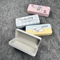 Étui rigide en métal personnalisable avec logo imprimé de dessins animés, résistant à la pression, pour lunettes de vue des filles, des étudiants et des enfants