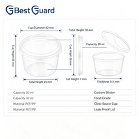 Emballage personnalisé en blister PET - Barquette alimentaire jetable transparente et recyclable avec couvercle pour pots de sauce, sushis, gâteaux, desserts