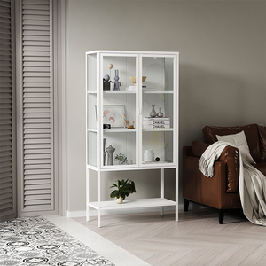 Mueble nórdico moderno para restaurante, armario de almacenamiento de <span class=keywords><strong>vajilla</strong></span> de Hotel y Buffet, aparador de vidrio de acero inoxidable - Product Image 4