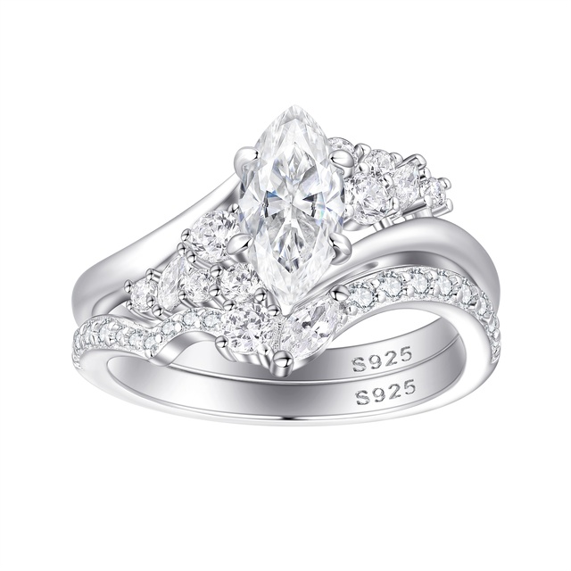 Wholesale Custom 925 Sterling Silver Zircon Ring Women Fashion Jewelry Cubic Zirconia Engagement Rings