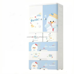 Lemari Pakaian Anak Motif Lucu 4 Lapis Portable, Lemari Laci Bayi Kapasitas Besar, Laci Penyimpanan Plastik - Product Image 1