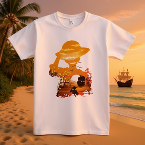 T-Shirt a Tema Pirata, Bianca, Girocollo, Design Unisex, Stampa Artistica, Abbigliamento Promozionale - Product Image 3