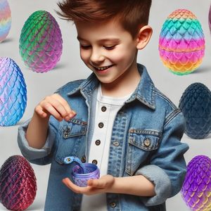 Lindos Juguetes Antiestrés de Anaconda Miniatura Impresos en 3D para Niños, con Huevo de Serpiente y Ojos Impresos en 3D, y Serpiente en el Interior - Product Image 3