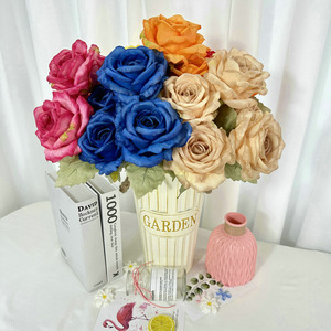 Bouquet de roses artificielles Diana Rose à 5 têtes pour mariage, décoration intérieure, fleurs en tissu tressé - Product Image 1