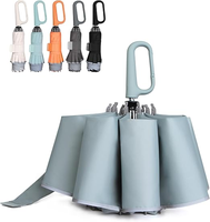 Parapluie inversé OVIDA avec poignée mousqueton, parapluies résistants au vent pour la pluie et le soleil, parapluie pliable inversé portable anti-UV