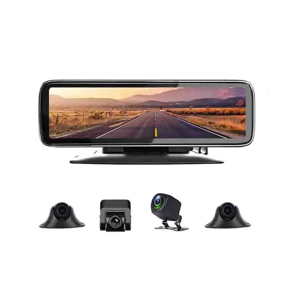 360 cruscotto panoramica Car DVR Touch Screen da 12 pollici 4 canali FHD 1080P IPS videoregistratore 4 Display a schermo diviso Dash Cam