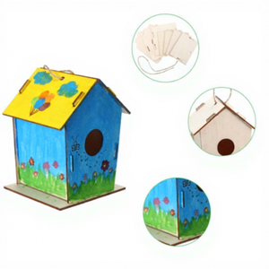 Ahşap Kuş Evi ve Kafes Grafiti Seti Dış Mekan Bahçe Dekorasyonu Ahşap Kutu Ahşap El Sanatları - Product Image 3