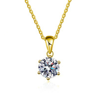 Collar de Moissanita Clásico de Moda, Joyería de Lujo Ligero con Colgante de Cuatro Puntas, Cadena para Clavícula, Regalo para Mujer