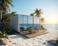 Maison préfabriquée modulaire moderne de luxe à double étage en verre, type cabane Apple, Tiny Hom