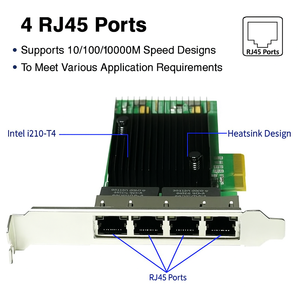 Quad Port PCI Gigabit Ethernet Wired Server Network Card I210-T4 RJ45 <b>LAN</b> NIC <b>Adapter</b> for NAS NVR Industrial Stock I210-T4 - Product Image 2