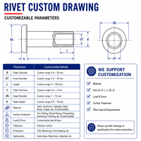 TianFang rivets semi-tubulaires à tête plate en acier inoxydable pour tapis automobiles, qualité automobile, certifiés IATF 1694