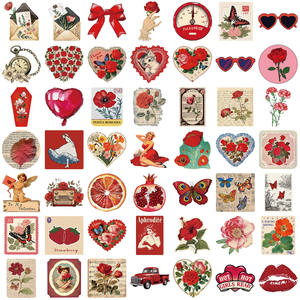 50 unids/pack pegatinas estéticas Rojas fundas de teléfono de moda de dibujos animados Notebook taza de agua decoración PVC pegatinas impermeables - Product Image 2