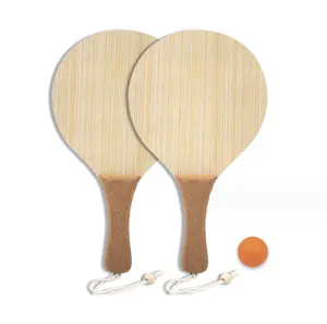 Logo personalizzato eco-friendly MDF in legno spiaggia Paddle Ball Set racchetta da spiaggia racchetta da racchetta da Squash Set