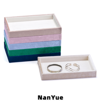 Plateau de présentation de bijoux en velours de qualité supérieure, personnalisable avec logo, empilable, rectangulaire, vide, pour colliers, bagues, montres, comptoir de vente au détail, vitrine