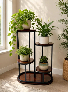 Support à fleurs elliptique moderne en métal, revêtement poudré, pour l'extérieur, présentoir de plantes pour jardin et plantes vertes - Product Image 5