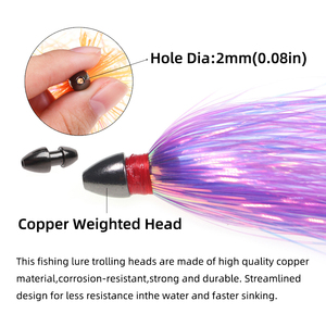 Esca da Traina con Testa in Rame e Coda in Mylar da 13cm/5.12\", per Tonno, Snapper, Pesca in Acqua Salata, Ballyhoo, Spigola, Calamari - Product Image 4