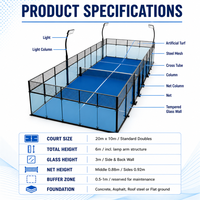 Terrain de paddle-tennis panoramique intérieur et extérieur DF Sports, revêtement de haute qualité, clubs et académies sportives