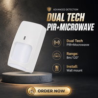 Détecteur de mouvement filaire 12V double technologie PIR et micro-ondes avec sortie relais, portée 8M, angle de détection 120 degrés, capteur d'alarme PIR