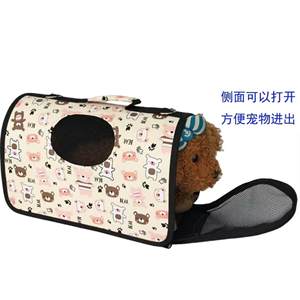 Pet Carrier Soft-Sided Cartoon Bear Pattern Portable Travel Bag For Dogs Cats Kitten Carrier With Side Opening - Product Image 1