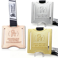 Médailles sportives personnalisées en alliage de zinc, or, argent et bronze 3D pour Jiu Jitsu, Judo, Kung Fu, Karaté, Taekwondo