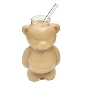 Vente en gros tasse à café en verre personnalisée créative <span class=keywords><strong>internet</strong></span> célébrité mignon dessin animé ours en peluche - Product Image 2