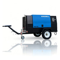 Compresseur d'air diesel portable à vis de 185 CFM, personnalisé, à remorquage, pour le forage de puits