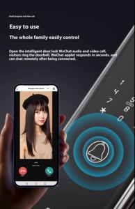 Khóa cửa kỹ thuật số Sharp H4 tích hợp camera mắt thần, màn hình lớn, nhận diện khuôn mặt, lòng bàn tay, vân tay, hợp kim nhôm, khóa điện tử, kết nối Wifi - Product Image 2